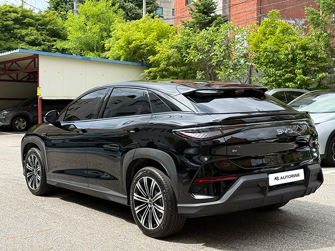 검은색 BYD 씨라이언7 후면 측면